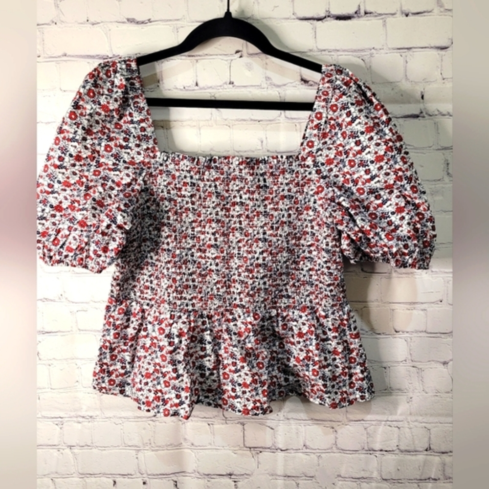 FRENCH CONNECTION Size Large Floral Print Balloon Sleeve